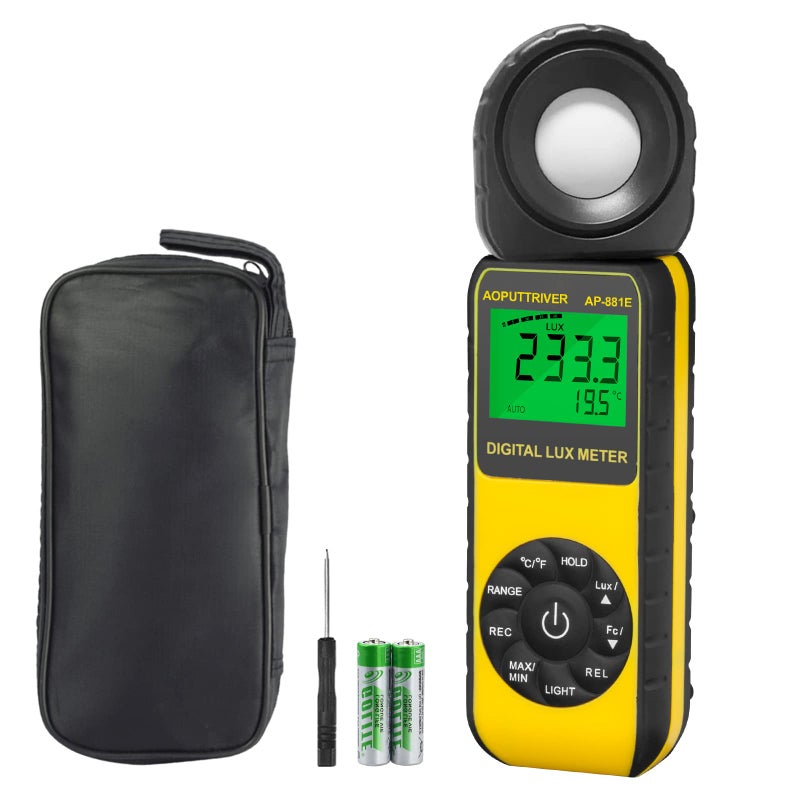 AOPUTTRIVER Digital Illuminance Light Meter,0.01~300,000 Measurement Range Lux Meter Foot Candles Luxmeter with 270Âº Rotated Sensor for Indoor Outdoor Light Meters for Plants (AP-881E) - Image 1